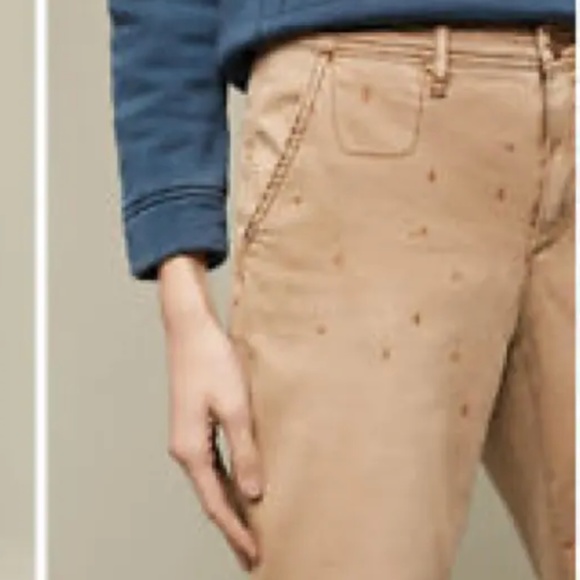 Anthropologie Pilcro Hyphen tan glitter‎ painted chinos. Worn once. 138 retail - Picture 1 of 9